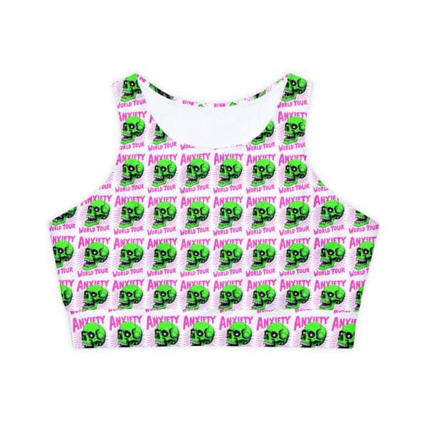 Anxiety World Tour Fully Lined, Padded Sports Bra (AOP)